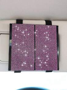 1pc Car Makeup Mirror, Shiny Rhinestone Decoration, Foldable Ultra-Thin Makeup Mirror, Sun Visor Decoration, Fashion Models Car Makeup Mirror, The Best Gift For Girls