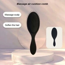 1 chiếc bàn chải massage đệm khí thoải mái màu trơn tối giản - màu đen - Xem 1