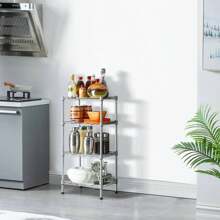 Rectangle Carbon Steel Metal Assembly 4-Shelf Storage Rack - White - View 2