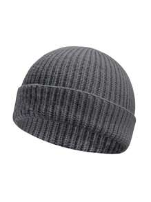 Cappello beanie di da uomo, stile hip hop di strada, in tinta unita, berretto lavorato a maglia caldo, senza visiera, adatto per l'all'aperto invernale, come passeggiare, andare in bicicletta, viaggiare e uso quotidiano