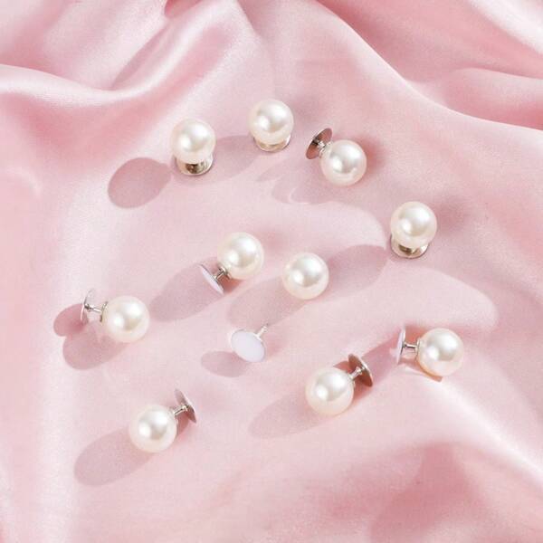 10 件优雅隐形按扣、无缝按扣、仿珍珠胸针、可拆卸和可重复使用、无需工具、适用于衬衫、连衣裙、毛衣、披肩、女士时尚服装装饰连衣裙配饰衣服别针包饰学校办公室配饰衬衫夹克珠宝圣诞节万圣节衣服别针有趣可爱的教师礼物万圣节配饰教师节