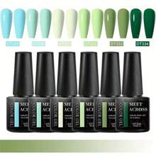 MEET ACROSS 6件套四季通用凝胶指甲油套装，裸色、粉色、红色、闪粉，半永久UV凝胶指甲油套装，适用于美甲，可卸UV/LED光疗，DIY美甲，家用美甲沙龙礼物，女士适用
