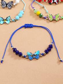 12 件手工编织彩色动物和蝴蝶聚合物粘土水钻手链 - 彩色 - 查看 3