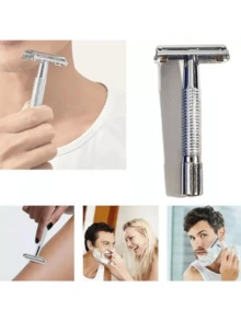 Rastrillo Clásico Mariposa Acero Inoxidable + 1navajas - Plateado - Ver 3