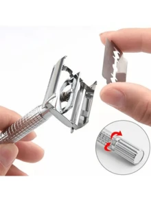 Rastrillo Clásico Mariposa Acero Inoxidable + 1navajas - Plateado - Ver 4