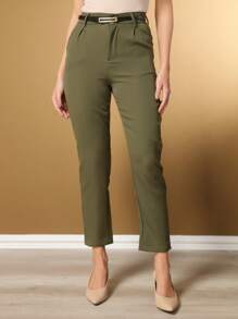 Women's Pants/Tailored Pants/Basic Pants/Elegant Pants/Skinny Pants/Blogger Pants/Fashion Pants - 軍綠色 - 查看 3