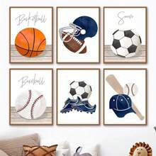 1pc Wall Arts Posters Optional Frame Modern Frameless Football Basketball Baseball Golf Sport Wall Art Canvas Painting Poster Pictures Room Decor Teen Room Decoration - Multicolor - View 2