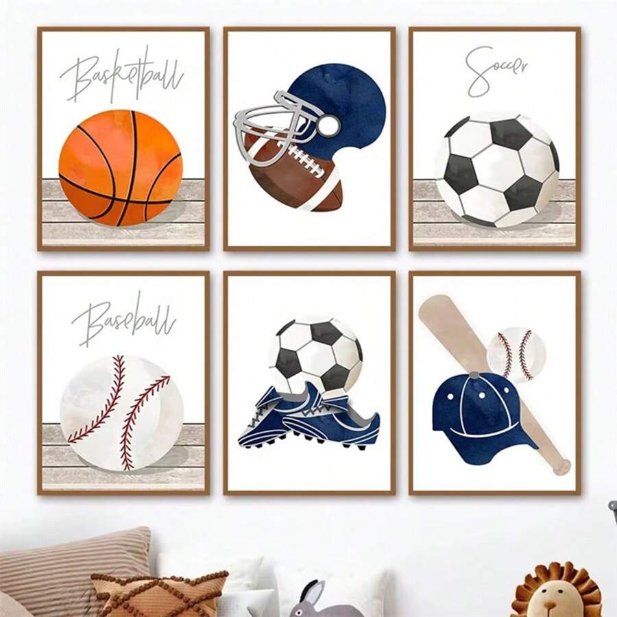 1pc Wall Arts Posters Optional Frame Modern Frameless Football Basketball Baseball Golf Sport Wall Art Canvas Painting Poster Pictures Room Decor Teen Room Decoration