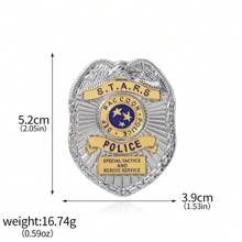 1 件装游戏电影浣熊警察胸针钥匙扣部门徽章珐琅警察别针项链男女背包饰品 - 彩色 - 查看 10