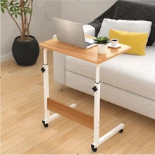 Mobile Over Bed Chair Table Hospital Overbed Height Adjustable Laptop Tray Stand - white and wood colour - View 7