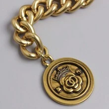 1pc Cinto com pingente de corrente de metal, cinto de couro PU com corrente grossa da moda, adequado para vestidos, ternos e jaquetas, ocasiões diárias e formais, acessório para o dia das mães, decoração de cintura elegante e minimalista, presente para a mãe
