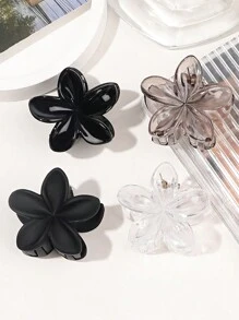 4 pièces/set Pinces à cheveux transparentes de haute qualité avec fleurs de marguerites noires et blanches, style doux de vacances à la plage, clips à cheveux d'automne/hiver, accessoires de cheveux pour femmes pour les tenues d'été - Multicolore - Voir 5