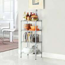 Rectangle Carbon Steel Metal Assembly 4-Shelf Storage Rack - White - View 1