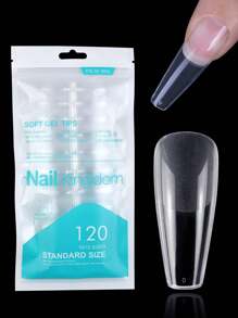 120入/袋 無痕透明半底霧長芭蕾式指甲貼，指甲擴充工具壓貼式美甲用品 - 無色 - 查看 7