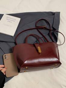 Burgundy High-End Niche Hand-Held Vegetable Basket Bag For Women New Ankla Red Fashionable Bucket Bag Shoulder Messenger Bag Coin Purse MotherAnd- Bag Suitable For Commuting To Work, Shopping And Traveling