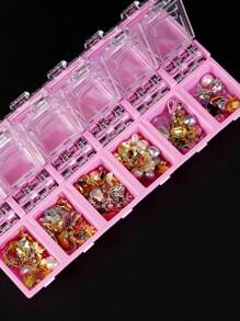 MAOMIA Boîte de rangement pour accessoires de nail art à 12 compartiments, boîte de rangement pour perles et strass en vrac, boîte de rangement pour outils de manucure, gain de place, rangement anti-poussière, outils de manucure pratiques - Multicolore - Voir 6