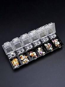 MAOMIA Boîte de rangement pour accessoires de nail art à 12 compartiments, boîte de rangement pour perles et strass en vrac, boîte de rangement pour outils de manucure, gain de place, rangement anti-poussière, outils de manucure pratiques - Multicolore - Voir 7