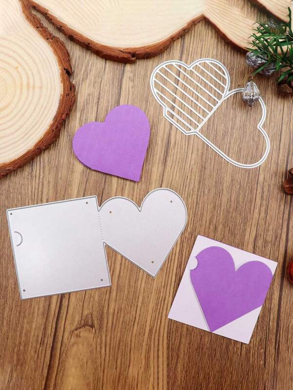 1/2pcs Heart Shape Metal Cutting Die - For Making Paper Cards, Scrapbooking, DIY Cards, Decorations For Album Crafts - Precise Cutting, Easy To Use, Multipurpose Design