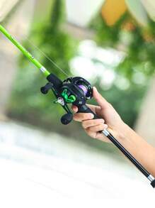 SOUGAYILANG 1.8M Baitcasting Fishing Rod And Reel Combo 2 Sections Glass Fiber Pole ABS Reel Seat Comfortable EVA Handle And 7.2:1 Gear Ratio Reel With Aluminum Spool Fishing Set For Beginner - Green - View 9