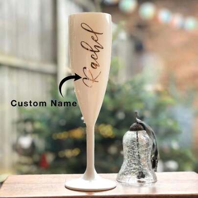 1pc Personalized White Acrylic Plastic Christmas Stemmed Champagne Glass, Christmas Party Wine Glass, Christmas Decor