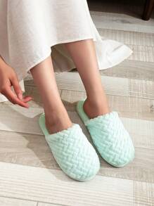 Dép đi trong nhà ấm áp cho nữ, đế mềm, êm ái, chống trượt, thoải mái, sang trọng cho mùa đông - màu xanh lá - Xem 3