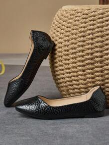 Women's Square Toe Flat Casual Slip-On Loafers, Black, Suitable For Work, Commuting And Daily Wear, Fall Season