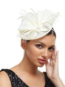 Luxurious & Charming Kentucky Derby Church Hat, Pearl Mesh Design With Bow, Makeup Ball Wedding Hair Accessory Headband For Women, Tiny Hats, Mini Fascinator, Mini Top Hat , Mini Cap, Head Piece, Rave Accessories
