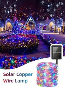 1 件太阳能铜线灯串 - 22.96 英尺/39.37 英尺，多色童话灯，8 种模式，适用于圣诞节和万圣节装饰，户外花园照明，适用于小路、庭院、露台 - 彩色 - 查看 3