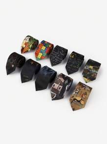 1 件休闲动物几何花卉印花涤纶领带，轻盈，适合街头、商务、派对、酒吧聚会装扮 - 印花領帶 - 查看 1