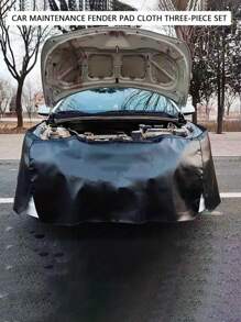 3pcs/Set Car Repair Cleaning Leather Pad, Magnetic Mudguard Protective Mat, Waterproof Scratch-Resistant Durable Engine Repair Mat, Car Body Protective Pad