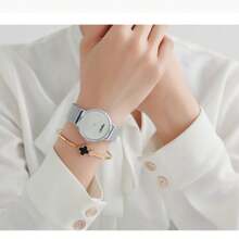 欧宝尔中性奢华小品牌简约风格钢网带薄女士手表，合金防水石英腕表，圣诞节、新年、情人节的节日礼物 - 多色 - 查看 8