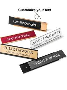 Personalized Desk Name Plates - Customize Office Wall Or Desk Name Plates With Aluminum Holder With Two Lines Of Laser Engraved Text, 2" X 8" Gifts Birthday Graduation - Multicolor - View 2