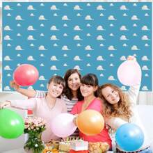 1 Stück Cartoon Blauer Himmel Weiße Wolken Fotografie Hintergrund Heldengeschichte Thema Foto Hintergrund 150 x 100 cm / 210 x 150 cm / 240 x 180 cm / 270 x 180 cm Neugeborenen Babyparty Geburtstag Banner Innen Außen Muttertag Dekoration Zubehör