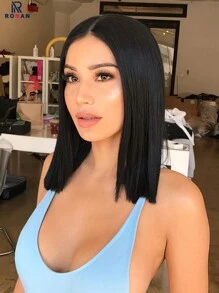 Natural Bob Wig Synthetic 4X1 HD Transparent U Part Lace Wigs HShort Bob Wigs Straight Synthetic Lace Wig With U Part Lace Natural Black