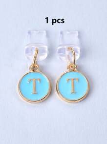 1pc White Electroplated Dust Plug Pendant With 26 English Alphabet On Both Sides, Compatible With Type C
