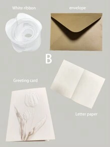 1 张优雅花卉压花丝带贺卡（1 张卡片 + 1 张信纸 + 1 个信封 + 1 米丝带），送给最好的朋友、他/她、同事、男朋友、女朋友的礼物，感谢、表白、生日卡、个性化信息