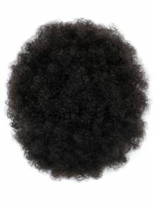 1pc Fluffy Bun Drawstring Ponytail, African Curly Human Hair Extensions, Natural Black 1B, 65g/95g, African Curly Clip-In Wig, Natural Appearance, Suitable For Women's Daily Use. - SNatural - View 5