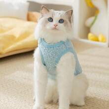 1 chiếc áo ấm cho chó mèo cưng, quần áo mùa đông, dây xích phù hợp cho các giống chó nhỏ như Teddy, Pomeranian, Bichon Frise, Schnauzer, Ragdoll, Blue Bi-Color - Màu xanh lam - Xem 6