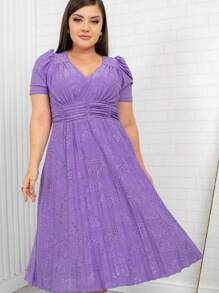 Women's Maxi Godet Dress With Draped Bust In Lese Spring/Summer - 紫丁香色 - 查看 2