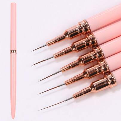 Bộ 5 cọ vẽ móng tay, cọ vẽ sọc mảnh, cọ vẽ gel UV, bút vẽ móng tay chuyên nghiệp, dụng cụ làm móng chuyên nghiệp, thích hợp cho người mới bắt đầu học làm móng, làm móng tại nhà, tự làm tại nhà cho bé gái, phụ nữ