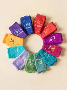 1 /3pairs Of Women's Zodiac Socks,Constellation Socks, Crew Socks,Fashion Socks,Sports Socks, Soft Women's Socks, Cute Socks, Girls' Socks,Slouchy Socks,Moisture Wicking, Stylish - Perfect For Gift-Giving, Parties, Everyday Wear