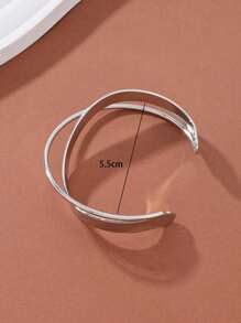 1 buah Gelang Logam Minimalis Garis Ganda, Hadiah Kenang-kenangan - Perak - View 5
