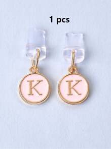 1pc White Electroplated Dust Plug Pendant With 26 English Alphabet On Both Sides, Compatible With Type C