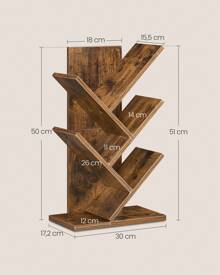 VASAGLE Librería en Forma de Árbol, Librería de 5 Niveles, Ahorro de Espacio, Librería Vertical, para Dormitorio, Sala de Estar, Estudio, Oficina, Blanco Crema/Marrón Rústico - Marrón - Ver 4