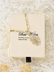 1 chiếc vòng cổ mặt dây chuyền Đức Mẹ Đồng Trinh bằng đồng mạ vàng 14K chạm khắc và sơn với Cubic Zirconia, phong cách Châu Âu thanh lịch, hộp quà tặng lời chúc tốt đẹp nhất, thích hợp cho mẹ, các cặp đôi, bạn bè, trang phục hàng ngày và ngày lễ - vàng vàng - Xem 1