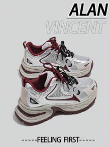 Alan Vincent [城市运动鞋系列] 银红色女鞋，2025新款厚底运动鞋，舒适时尚跑步鞋，休闲运动鞋，女士户外鞋，透气网面 - 灰色 - 查看 7