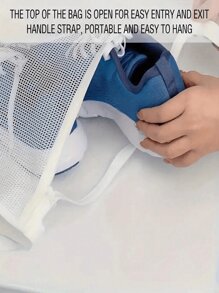 1 pièce de sac de lavage en maille réutilisable pour le séchage des chaussures, sac de laveuse et sécheuse zippé rectangulaire avec sangles ajustables, filet à mailles alvéolées pour sécher les chaussures de sport, pour les vêtements et la buanderie, sacs de lavage