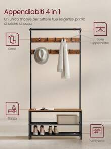 VASAGLE Coat Racks - 棕色 - 查看 2