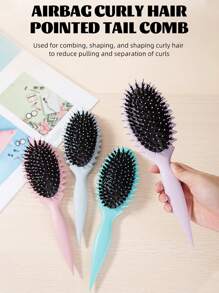 1 件卷发造型梳，卷发定型刷，卷发刷，用于梳理和塑造男士和女士的卷发以减少拉扯，带叉的软毛梳子，顺发刷可减少头发拉扯和卷发分离 - 彩色 - 查看 4