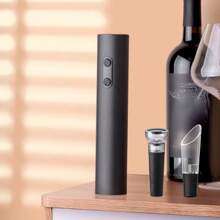 1pc Electric Wine Bottle Opener, Suitable For Parties And Wine Lovers, Kitchen Gadget Gift, Opens Bottles, Convenient Storage, Battery Operated (Batteries Not Included). Available In Set Or Single Mode. Set Includes: Bottle Opener, Foil Cutter, Storage Base.